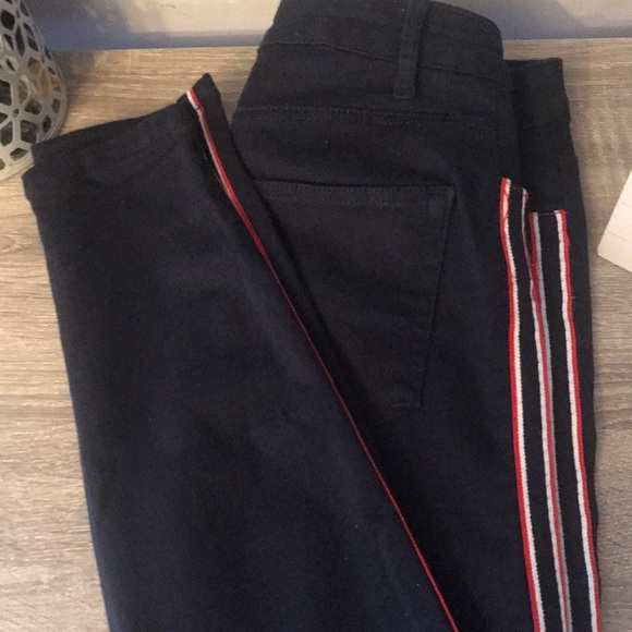 Zara Navy Blue Skinny Jeans with side strip size 2 - Picture 2 of 7